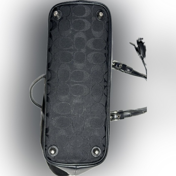 Coach Authentic Preowned. Black Signature Jacquard & Black Leather Satchel Bag. - Picture 4 of 15